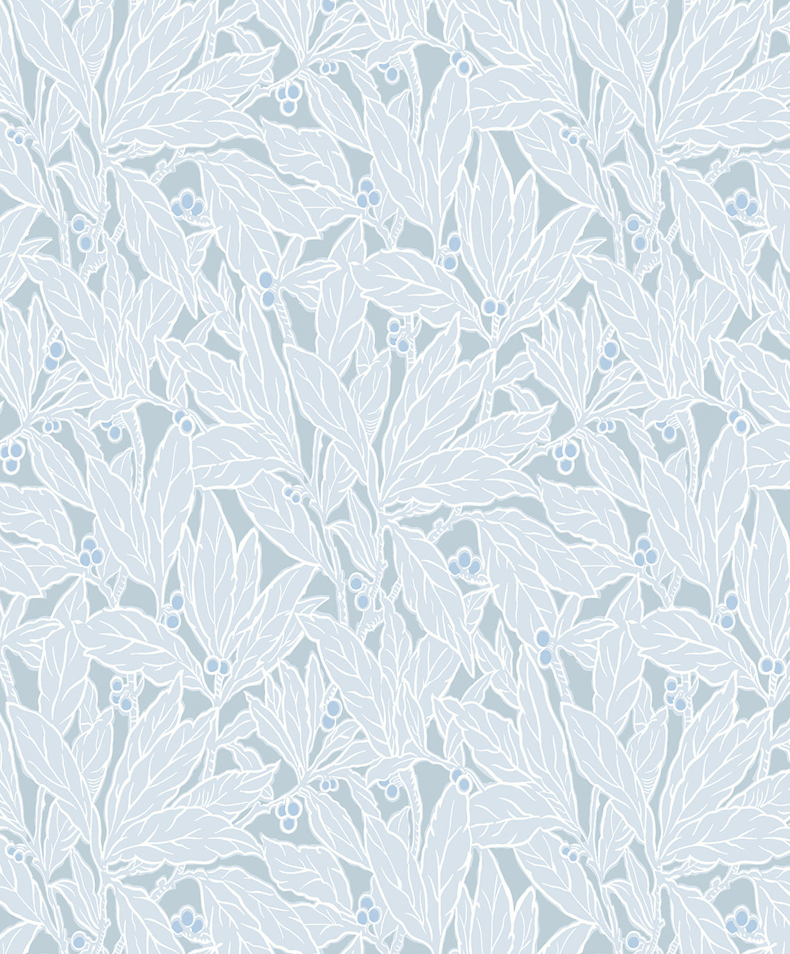 ET12802 Etten Studios Legacy Prints Wallpaper Leaf and Berry Powder Blue