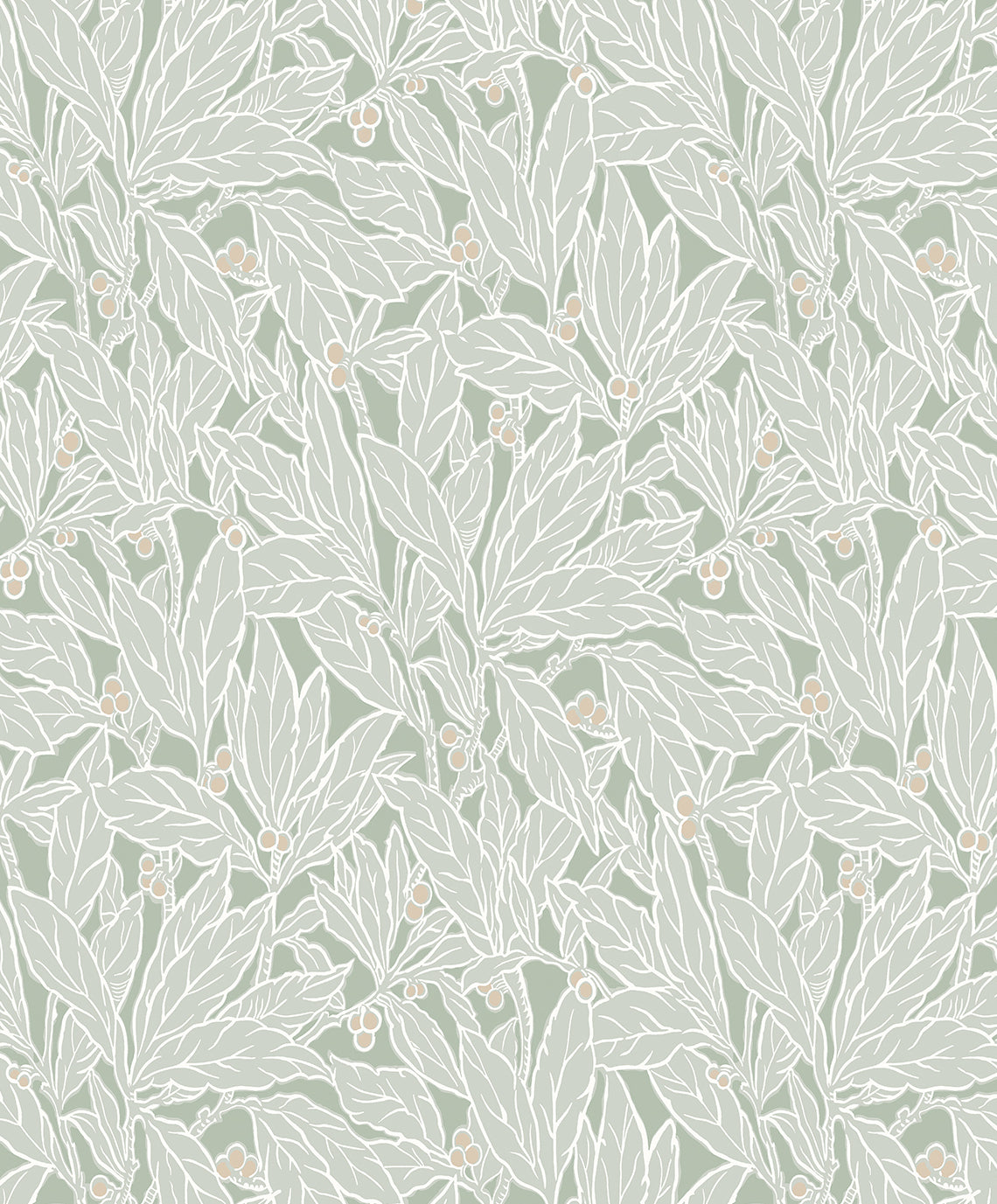 ET12804 Etten Studios Legacy Prints Wallpaper Leaf and Berry Spearmint