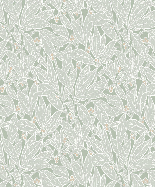 ET12804 Etten Studios Legacy Prints Wallpaper Leaf and Berry Spearmint