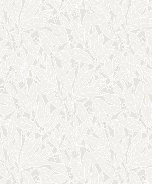 ET12805 Etten Studios Legacy Prints Wallpaper Leaf and Berry Dove & Metallic Pearl