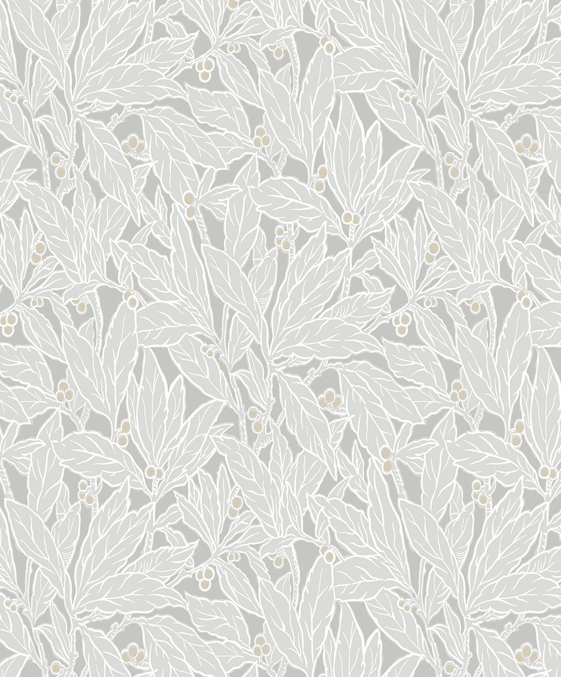 ET12808 Etten Studios Legacy Prints Wallpaper Leaf and Berry Daydream Grey