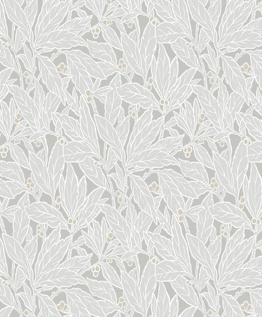 ET12808 Etten Studios Legacy Prints Wallpaper Leaf and Berry Daydream Grey