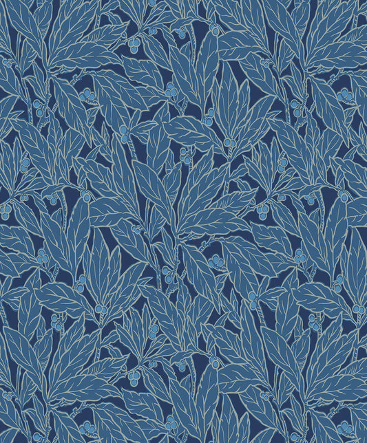 ET12812 Etten Studios Legacy Prints Wallpaper Leaf and Berry Marine Blue