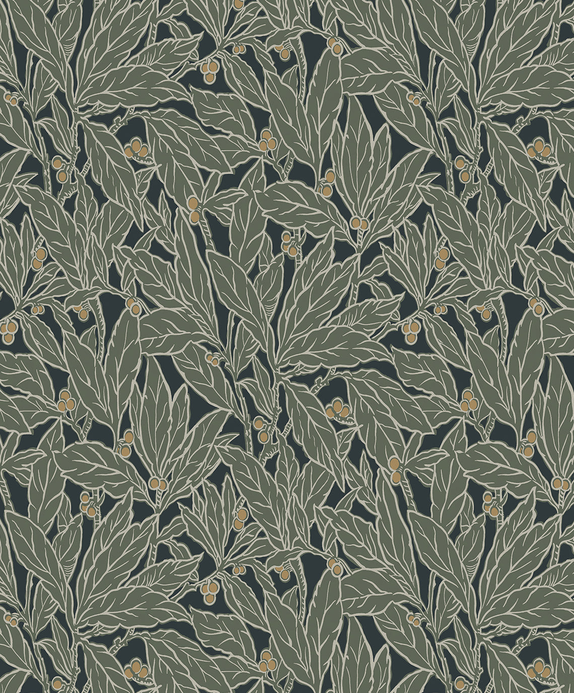 ET12814 Etten Studios Legacy Prints Wallpaper Leaf and Berry Rosemary