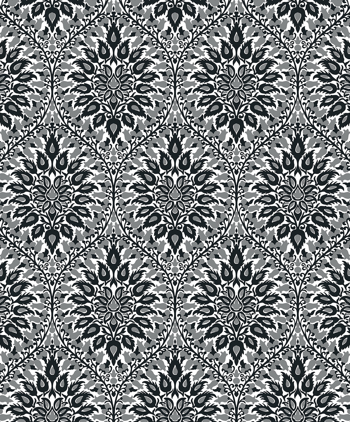 ET12900 Etten Studios Legacy Prints Wallpaper Luna Ogee Ebony & Argos Grey