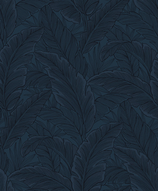 ET13002 Etten Studios Etten Studios Online Wallpaper Gulf Tropical Leaves Navy Blue