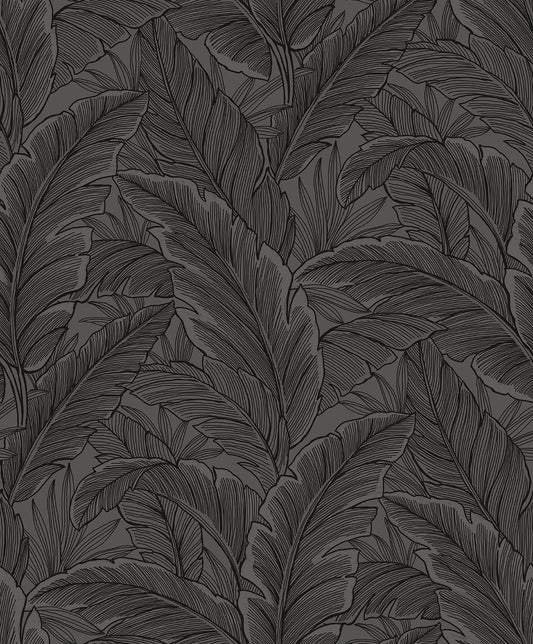 ET13008 Etten Studios Etten Studios Online Wallpaper Gulf Tropical Leaves Slate Grey