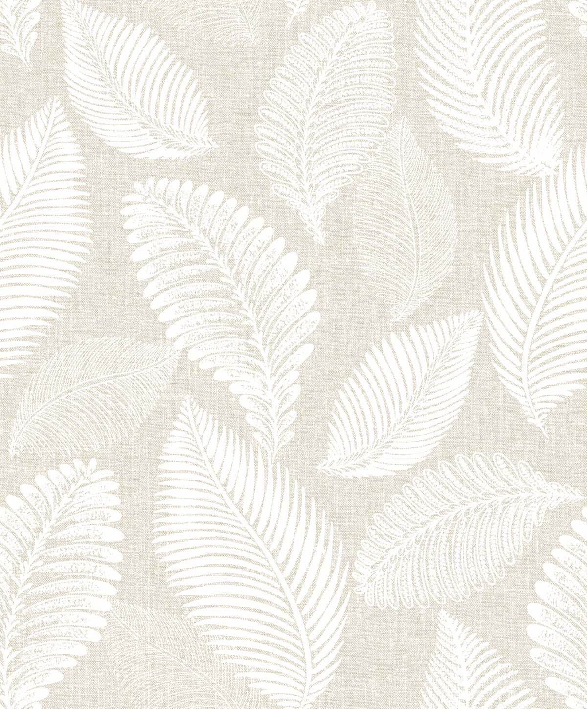 EW10005 Seabrook Designs White Heron Wallpaper Tossed Leaves Warm Sand