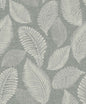 EW10010 Seabrook Designs White Heron Wallpaper Tossed Leaves Charcoal Linen