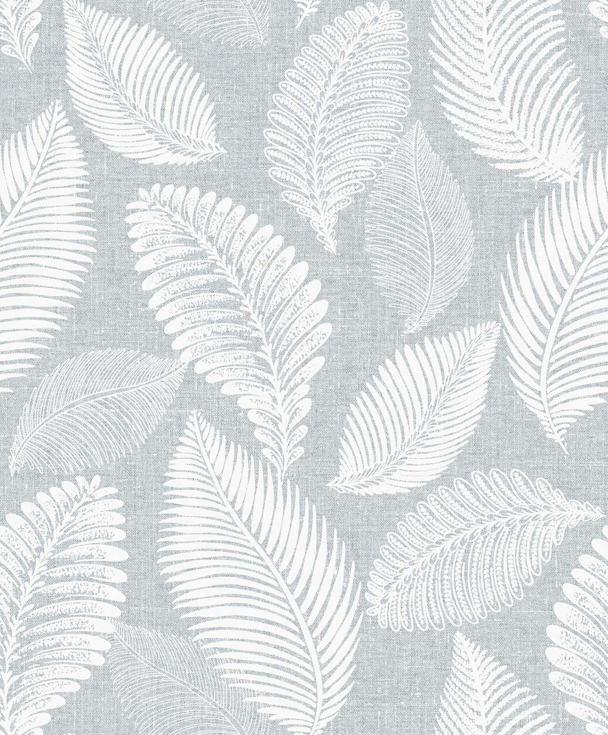 EW10028 Seabrook Designs White Heron Wallpaper Tossed Leaves Ice