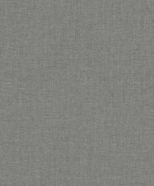 EW10110 Seabrook Designs White Heron Wallpaper Abington Faux Linen Sleek Charcoal