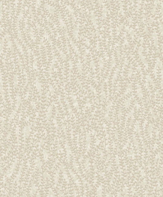 EW10607 Seabrook Designs White Heron Wallpaper Seaweed Beaded Branches Organic Silk