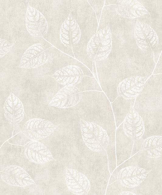 EW10800 Seabrook Designs White Heron Wallpaper Branch Trail Silhouette Raw Linen