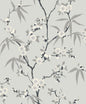 EW11100 Seabrook Designs White Heron Wallpaper Floral Blossom Trail Stormy