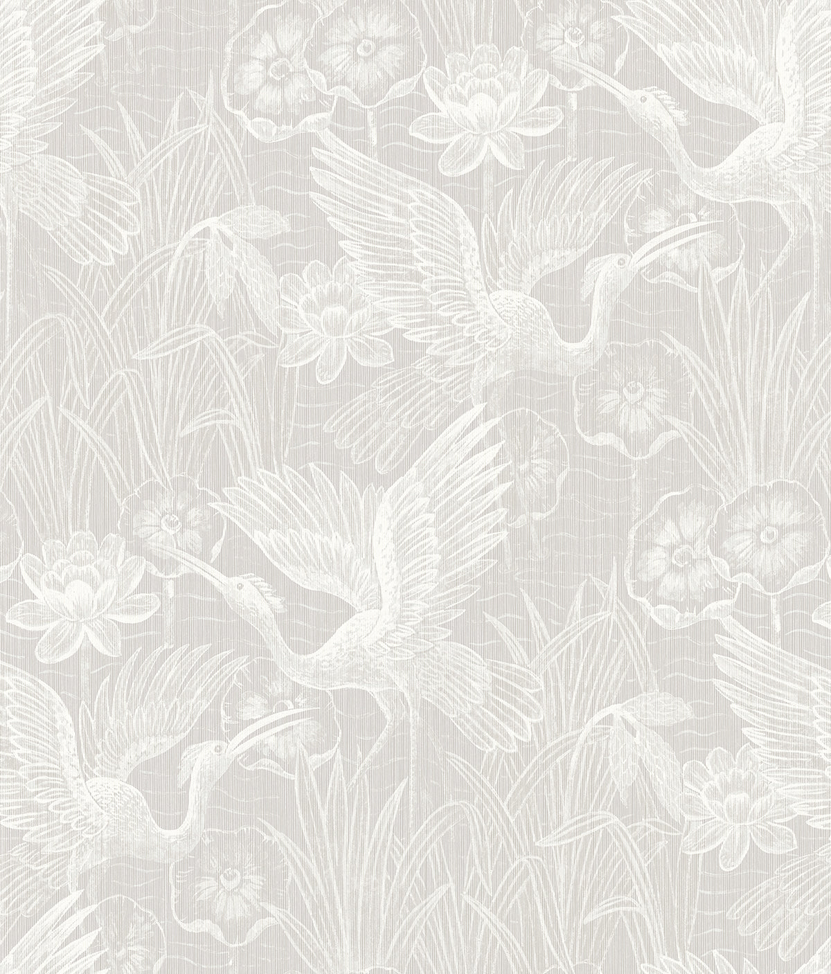 EW11500 Seabrook Designs White Heron Wallpaper White Heron Floral Heron Neutral