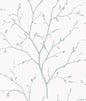 EW11802 Seabrook Designs White Heron Wallpaper Branching Out Slate Blue