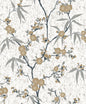 EW11905 Seabrook Designs White Heron Wallpaper Blossom Cork Gold Chip