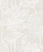 EW12007 Seabrook Designs White Heron Wallpaper Water Lilies Antique Pearl
