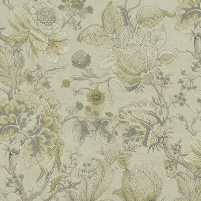 F1048/02-CAC SISSINGHURST CITRON/NATURAL CLARKE AND CLARKE Fabrics Drapery Upholstery