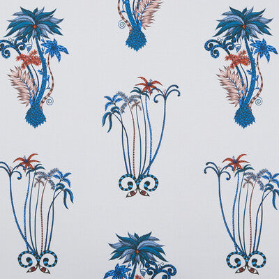 F1110/01-CAC JUNGLE PALMS BLUE CLARKE AND CLARKE Fabrics Drapery Upholstery