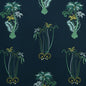F1110/03-CAC JUNGLE PALMS NAVY CLARKE AND CLARKE Fabrics Drapery Upholstery