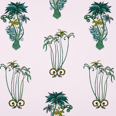 F1110/04-CAC JUNGLE PALMS PINK CLARKE AND CLARKE Fabrics Drapery Upholstery