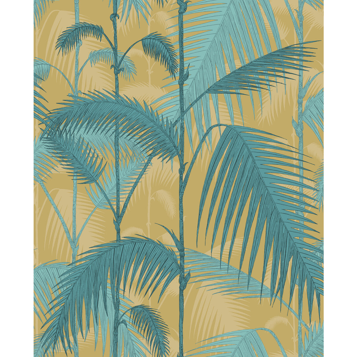 F111/2003L-CS PALM JUNGLE COT/LIN PRINT ORCHRE/PETROL COLE & SON Fabrics Drapery Upholstery