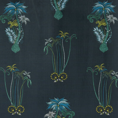 F1209/01-CAC JUNGLE VELVET NAVY CLARKE AND CLARKE Fabrics Drapery Upholstery