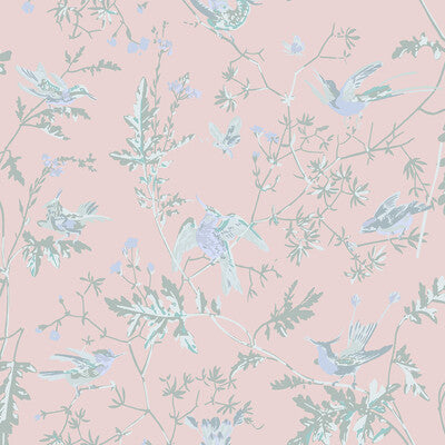 F125/1001-CS HUMMINGBIRDS SILK BLUSH COLE & SON Fabrics Drapery Upholstery