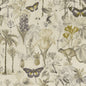 F1297/01-CAC BOTANY CHARCOAL/CHARTREUSE CLARKE AND CLARKE Fabrics Drapery Upholstery