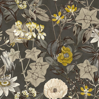 F1304/01-CAC PASSIFLORA CHARCOAL CLARKE AND CLARKE Fabrics Drapery Upholstery