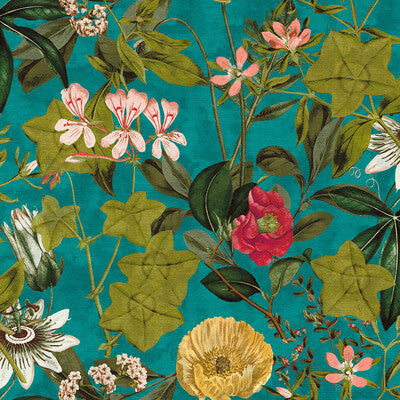 F1304/02-CAC PASSIFLORA KINGFISHER CLARKE AND CLARKE Fabrics Drapery Upholstery