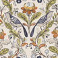 F1316/01-CAC ORCHARD BIRDS BIRDS DENIM/SPICE CLARKE AND CLARKE Fabrics Drapery Upholstery
