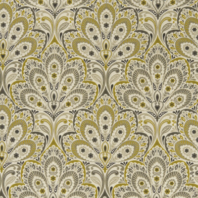 F1332/01-CAC PERSIA CHARCOAL/OCHRE CLARKE AND CLARKE Fabrics Drapery Upholstery