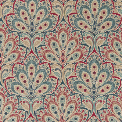 F1332/02-CAC PERSIA DENIM/RASPBERRY CLARKE AND CLARKE Fabrics Drapery Upholstery