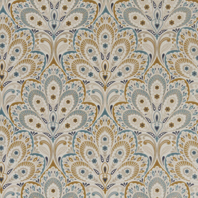 F1332/05-CAC PERSIA TEAL/SPICE CLARKE AND CLARKE Fabrics Drapery Upholstery