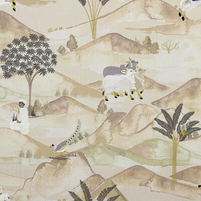 F1371/02-CAC SAHARA CHARCOAL/OCHRE CLARKE AND CLARKE Fabrics Drapery Upholstery