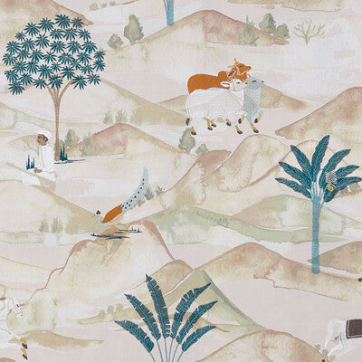 F1371/04-CAC SAHARA TEAL/SPICE CLARKE AND CLARKE Fabrics Drapery Upholstery