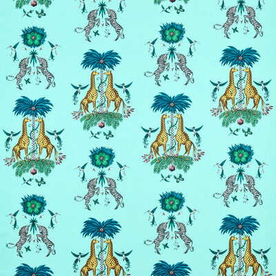 F1483/01-CAC CREATURA SATIN TURQUOISE CLARKE AND CLARKE Fabrics Drapery Upholstery