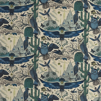 F1489/01-CAC FRONTIER LINEN BLUE CLARKE AND CLARKE Fabrics Drapery Upholstery