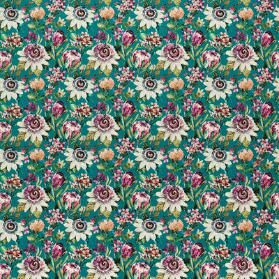 F1520/04-CAC PARADISE TEAL VELVET CLARKE AND CLARKE Fabrics Drapery Upholstery