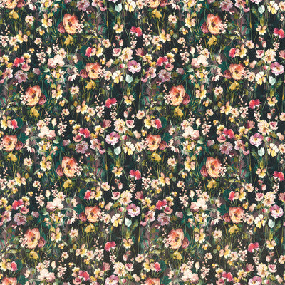 F1575/04-CAC WILD MEADOW NOIR VELVET CLARKE AND CLARKE Fabrics Drapery Upholstery
