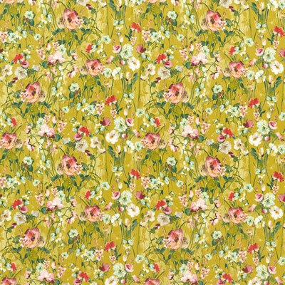 F1575/05-CAC WILD MEADOW OCHRE VELVET CLARKE AND CLARKE Fabrics Drapery Upholstery