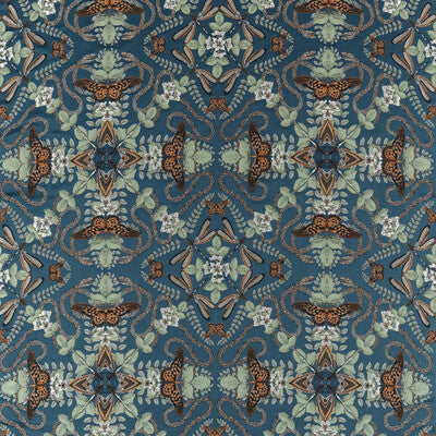 F1581/02-CAC EMERALD FOREST MIDNIGHT JACQUARD CLARKE AND CLARKE DRAPERY