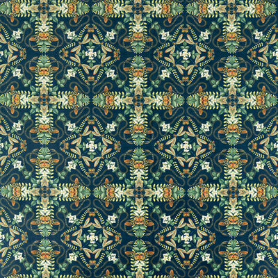 F1585/01-CAC EMERALD FOREST MIDNIGHT VELVET CLARKE AND CLARKE Fabrics Drapery Upholstery