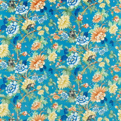 F1589/01-CAC SAPPHIRE GARDEN SAPPHIRE VELVET CLARKE AND CLARKE Fabrics Drapery Upholstery