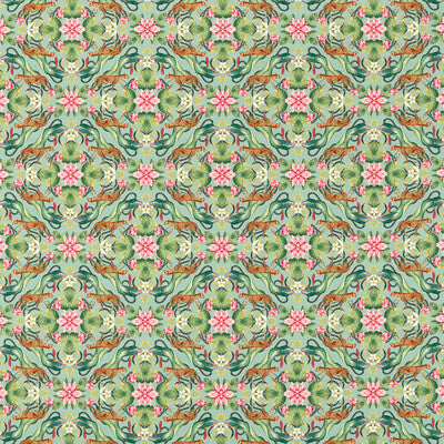 F1601/01-CAC MENAGERIE AQUA CLARKE AND CLARKE Fabrics Drapery Upholstery