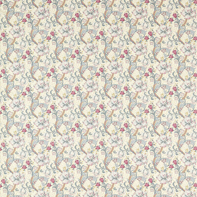 F1677/01-CAC GOLDEN LILY DOVE/PLUM CLARKE AND CLARKE Fabrics Drapery Upholstery