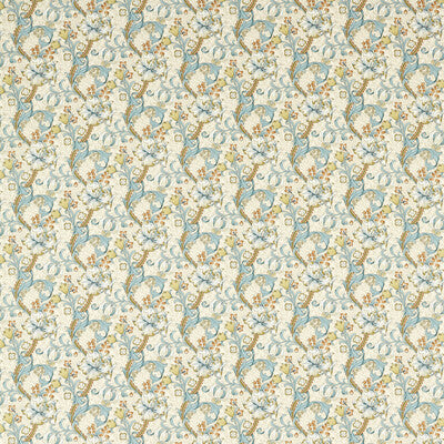 F1677/04-CAC GOLDEN LILY LINEN/TEAL CLARKE AND CLARKE Fabrics Drapery Upholstery