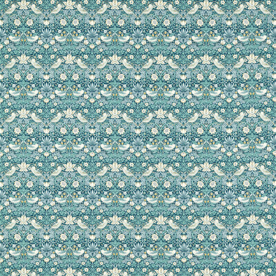 F1678/01-CAC STRAWBERRY THIEF TEAL CLARKE AND CLARKE Fabrics Drapery Upholstery